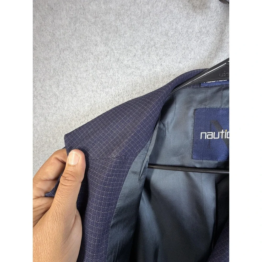 Nautica Blazer Mens 44R Blue Check Wool Sport Coat Jacket Lord &‎ Taylor Classic